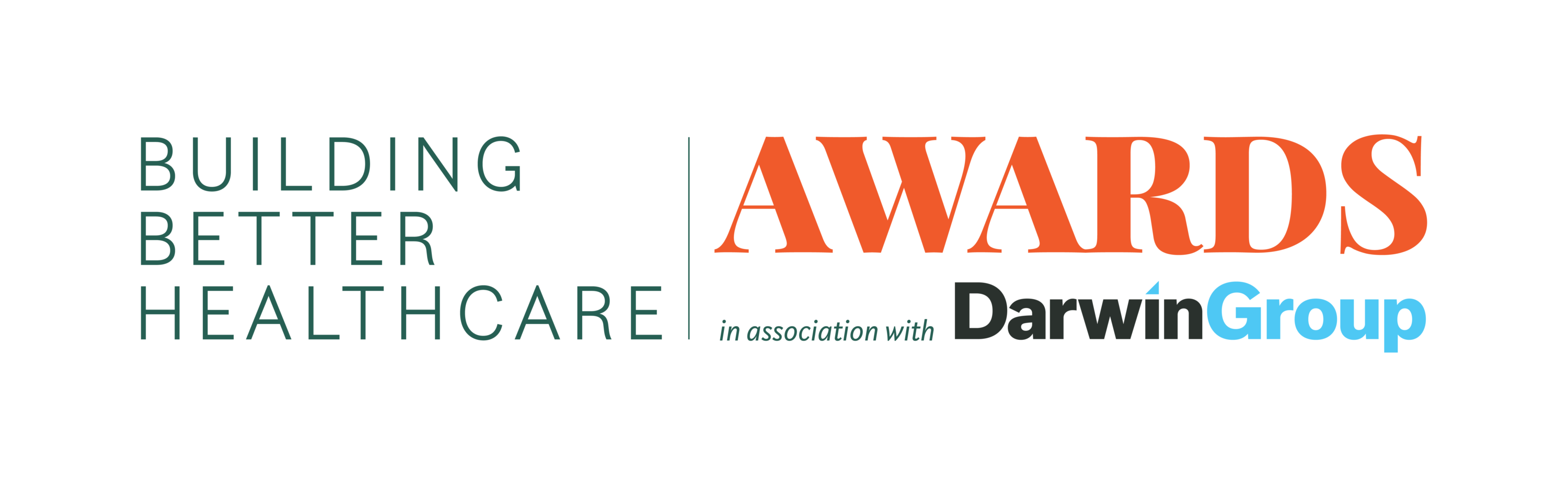 Building Better Healthcare Awards logo, incorporating the Darwin Group logo