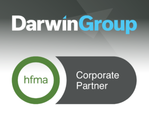 Darwin Group and HFMA logos on a grey background with the words 'Corporate Partner'