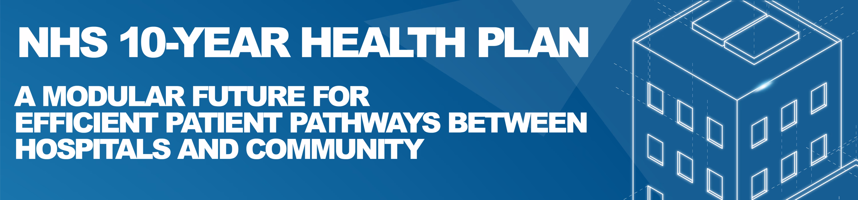 from hospital to community banner with building outline