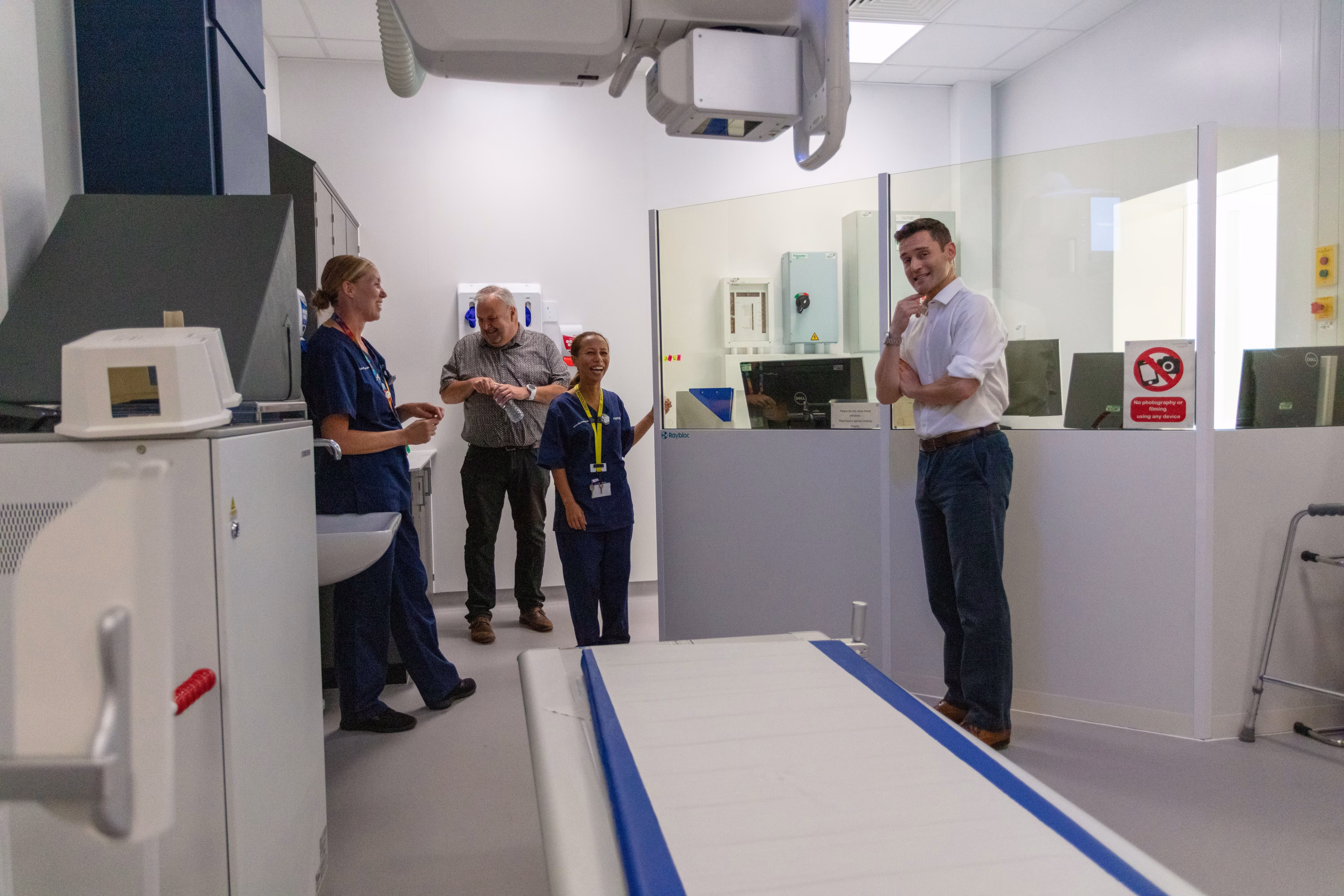 MP Dr Luke Shaw, speaking to staff inside the new Community Diagnostic Centre in Hinckley, Leicester
